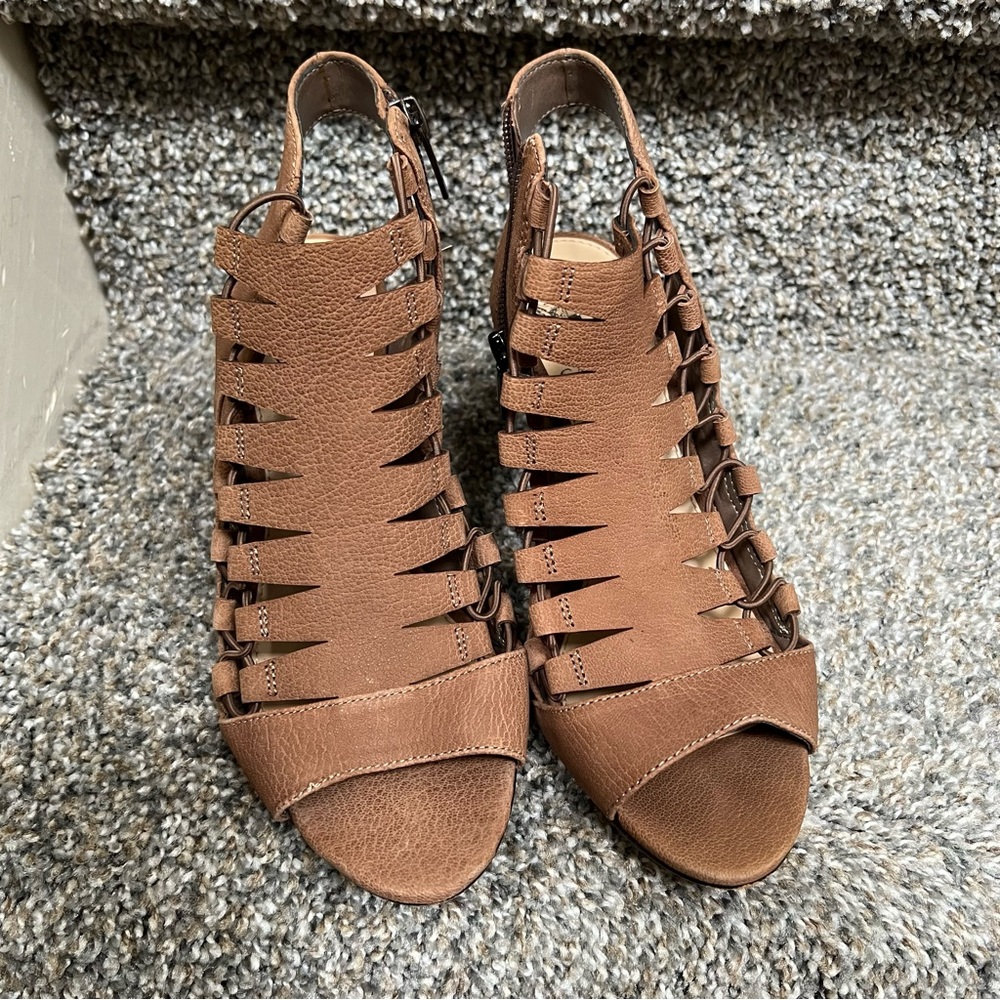 Vince Camuto | VC - Eliaz Corded Taupe Open Toe Heels Sz 7.5